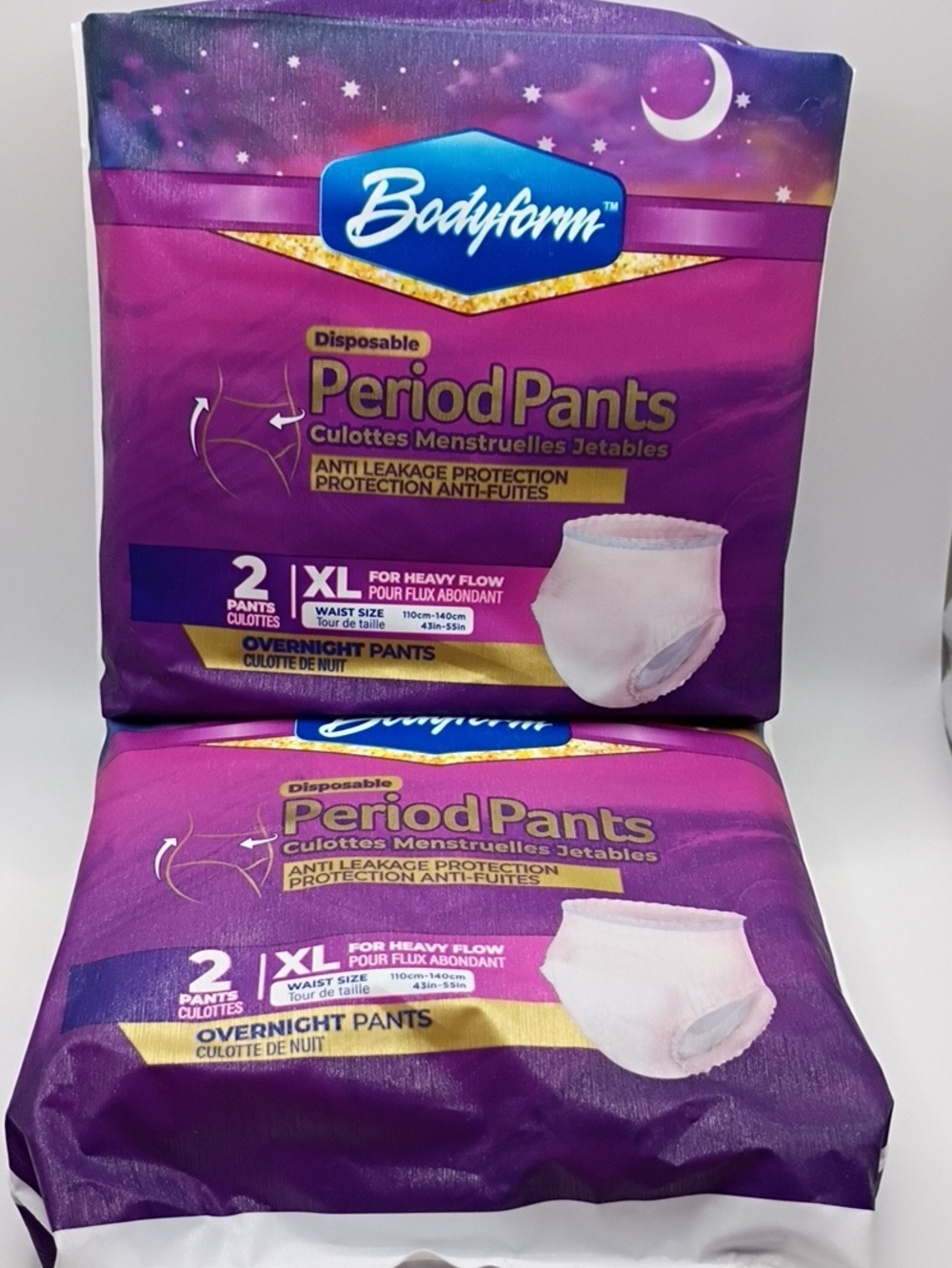 Bodyform Women's Disposable Period Overnight Pants (2 Packs) of 2 XL- Heavy Flow